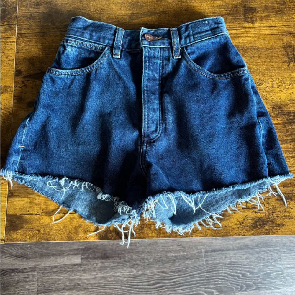 Wrangler Blue Frayed Jean Shorts